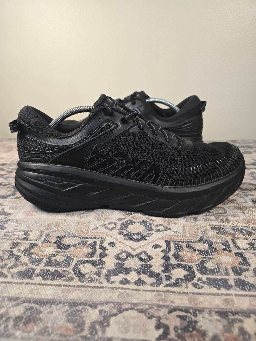 Hoka One One Bondi 7 Triple Black Men’s Running Shoes Size 12.5 Cushion